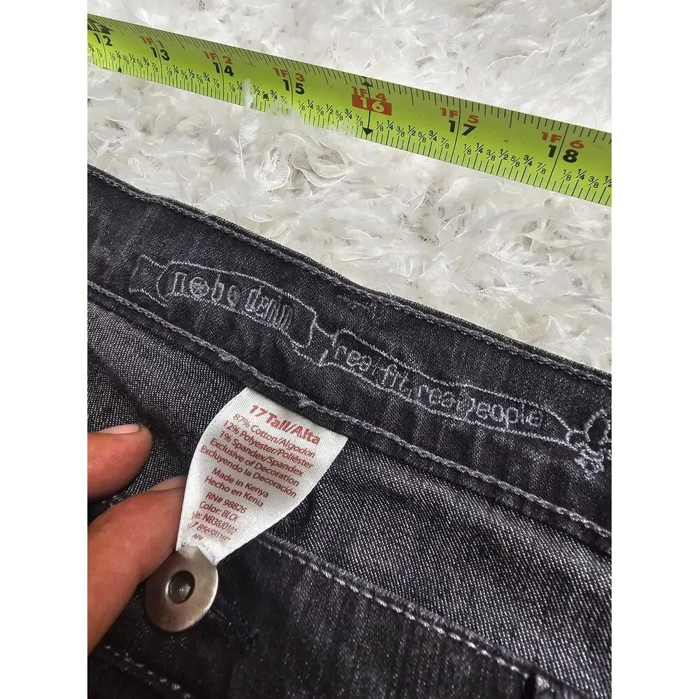 No Boundaries Nobo Denim Womens Jeans 17 Tall Faded Black Flare Stretch Grunge
